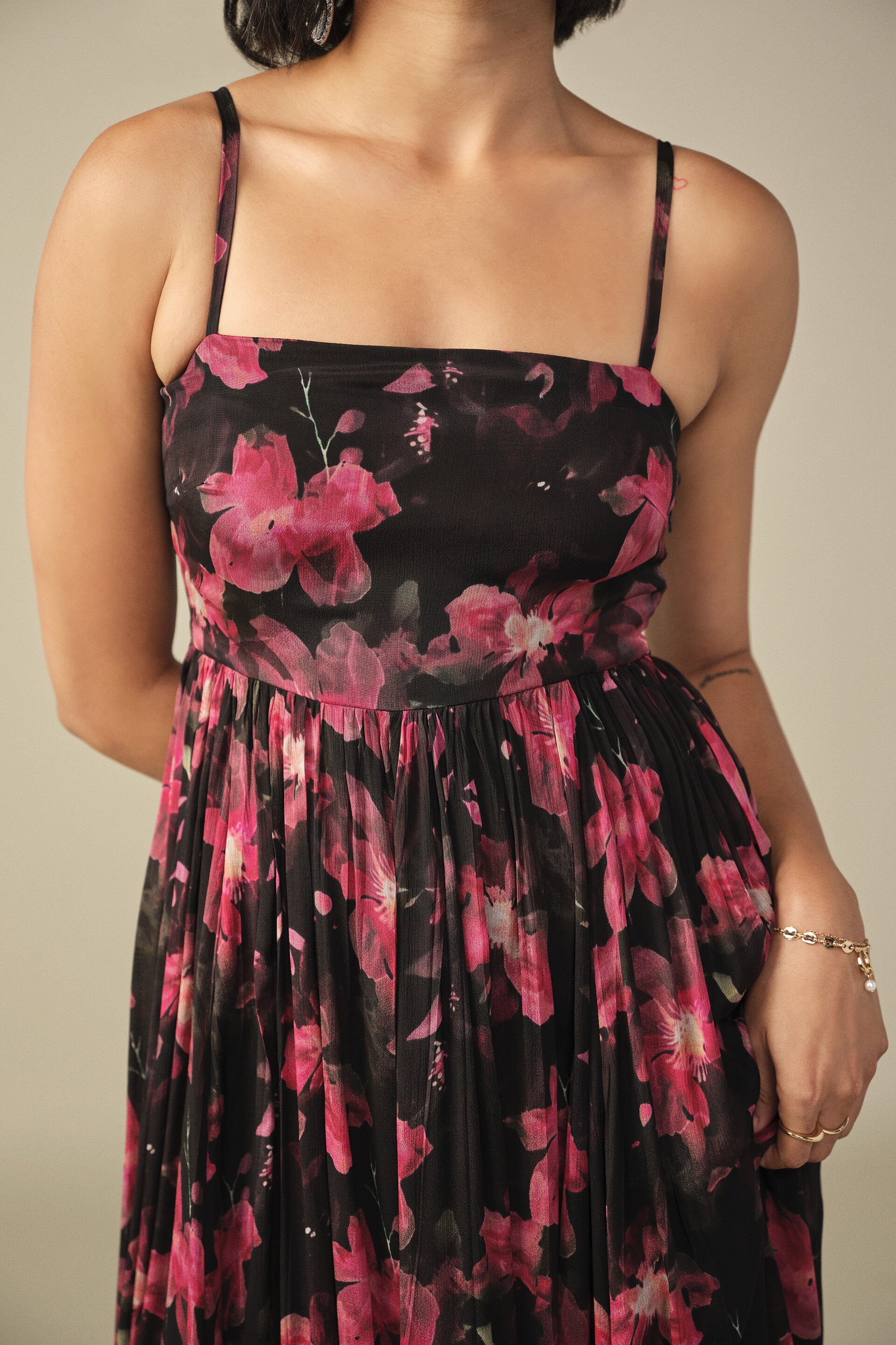 Floral Print Maxi Dress in Red, Red, image 4